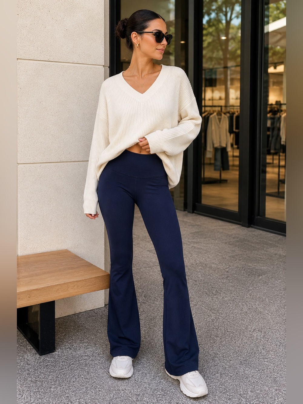 Athleta Elation Flare Pant Navy High Rise Yoga Leggings XXS Y2K
